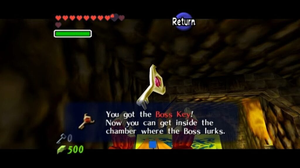 Ocarina of Time Schermata della procedura dettagliata del Tempio del Fuoco