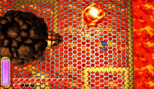 a video game screen with a monster and a fire ball