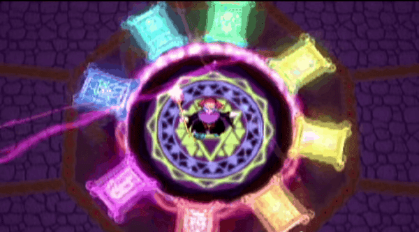 a video game with a colorful circle