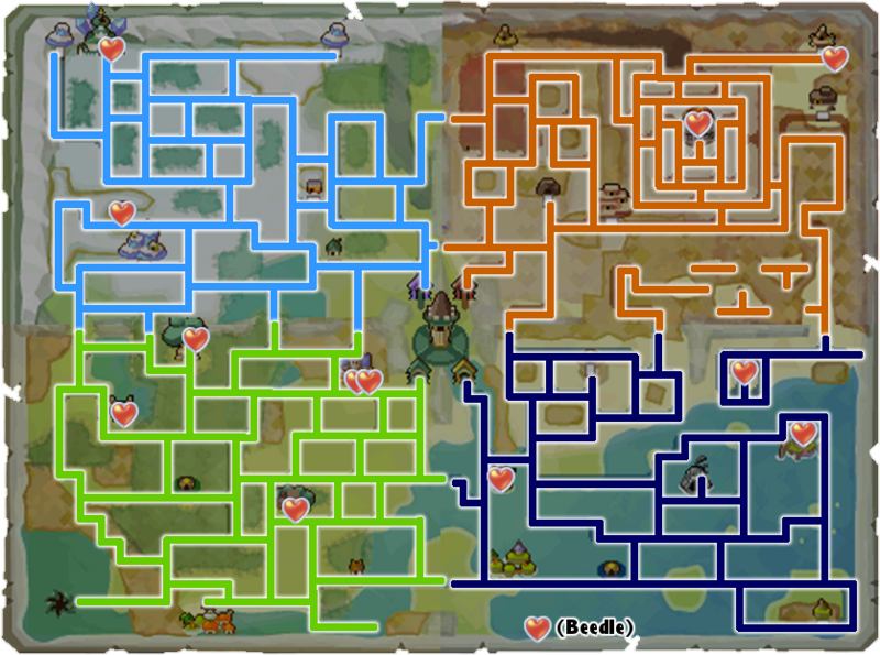 Spirit Tracks Heart Container Location Map
