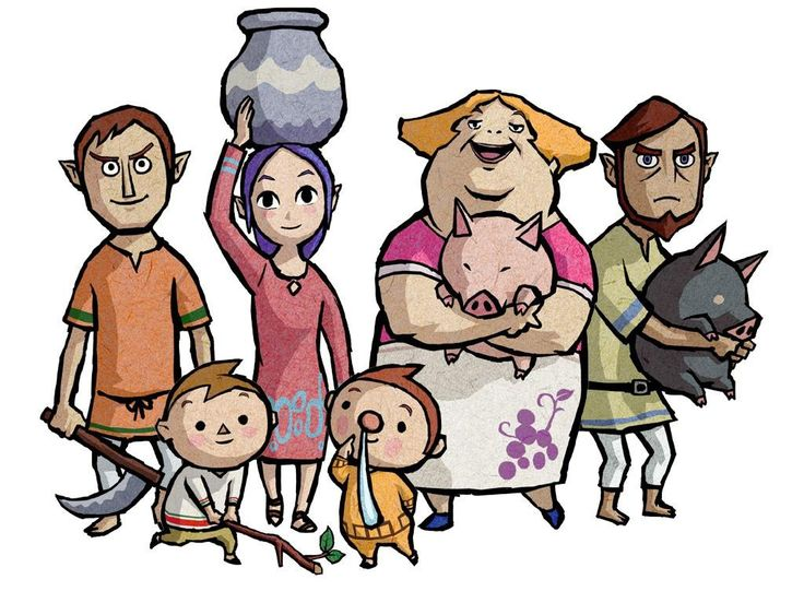 Outset Island town folk from The Wind Waker official art