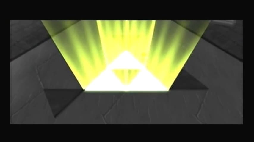 Schermata di Wind Waker della triforza formata dai blocchi