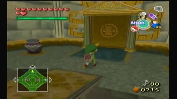 The Wind Waker Screenshot della porta che conduce alla terza statua nel dungeon della Torre degli Dei.
