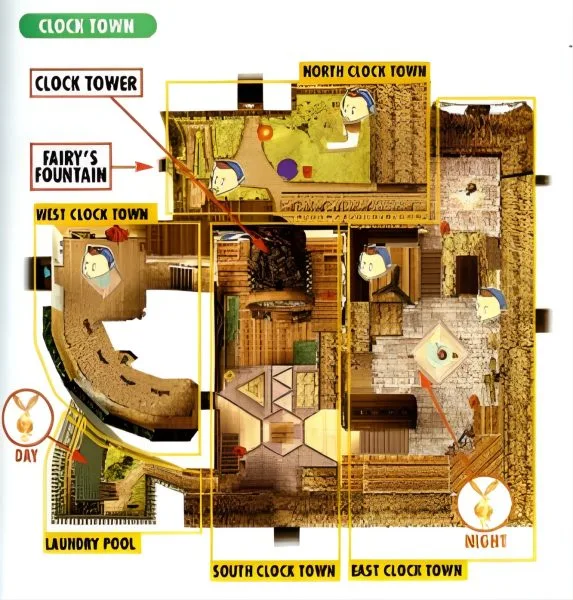 Majora's Mask Mappa della posizione della fata vagante di Clock Town