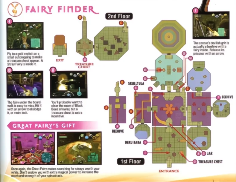 Majora's Mask Mappa della posizione delle fate vaganti del tempio di Woodfall