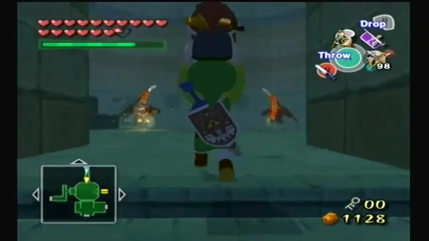 The Wind Waker Captura de pantalla del tutorial del Templo de la Tierra