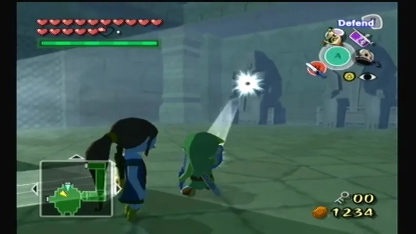 The Wind Waker Captura de pantalla del tutorial del Templo de la Tierra