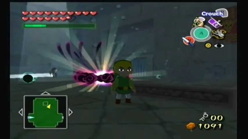 The Wind Waker Captura de pantalla del tutorial del Templo de la Tierra