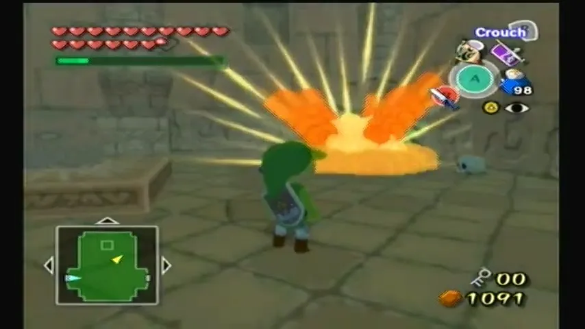 The Wind Waker Captura de pantalla del tutorial del Templo de la Tierra