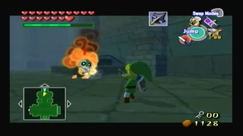 The Wind Waker Captura de pantalla del tutorial del Templo de la Tierra