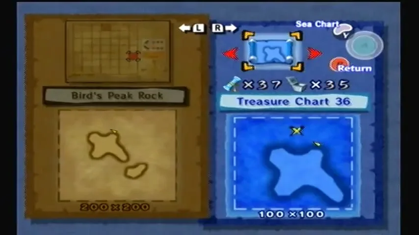 The Wind Waker Schermata della procedura dettagliata della Tabella del Tesoro n. 36