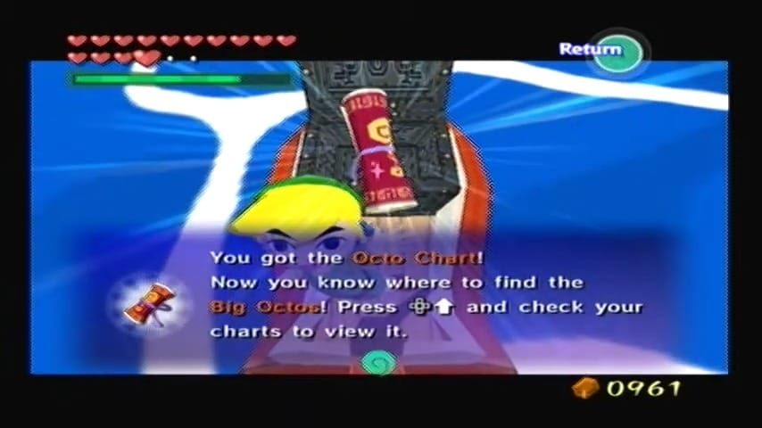 The Wind Waker Schermata della procedura dettagliata della Carta del Tesoro n. 26 e della Carta Octo