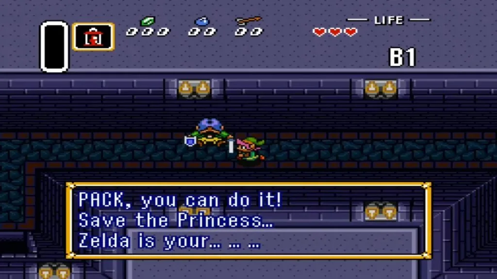 A Link to the Past Captura de pantalla del tutorial de rescate de la princesa Zelda
