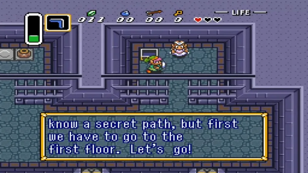 A Link to the Past Captura de pantalla del tutorial de rescate de la princesa Zelda