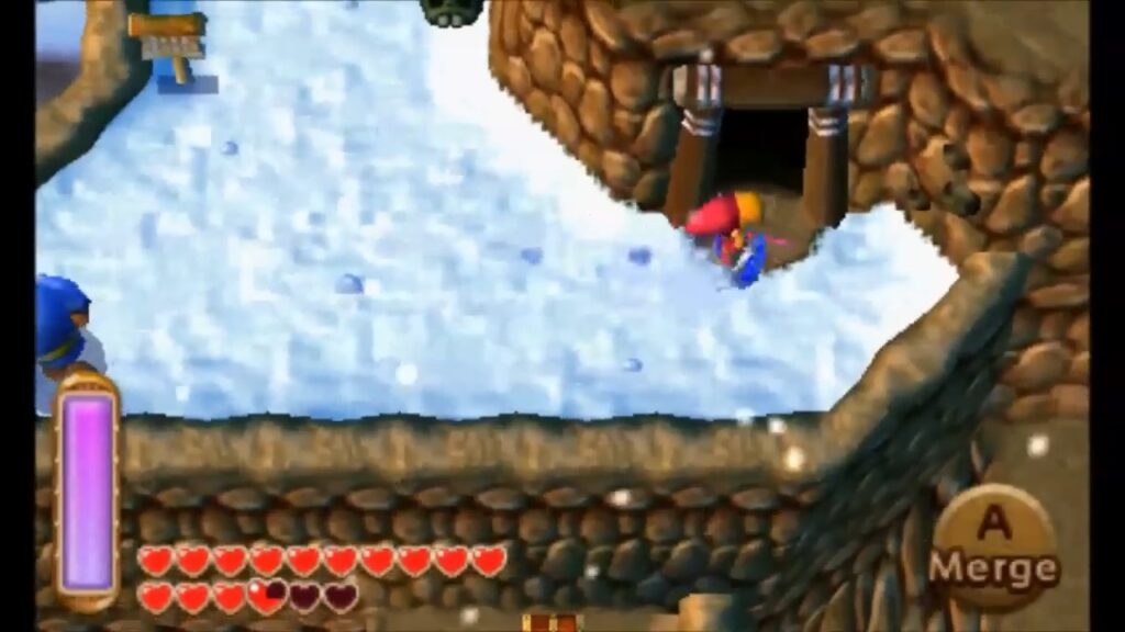 Heart Piece Locations 98 Link taking the western cave path toward the Ice Ruins in Lorule in A Link Between Worlds