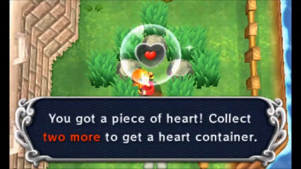 Heart Piece Locations 30 Link claiming the Piece of Heart on the east side of Hyrule Castle in A Link Between Worlds