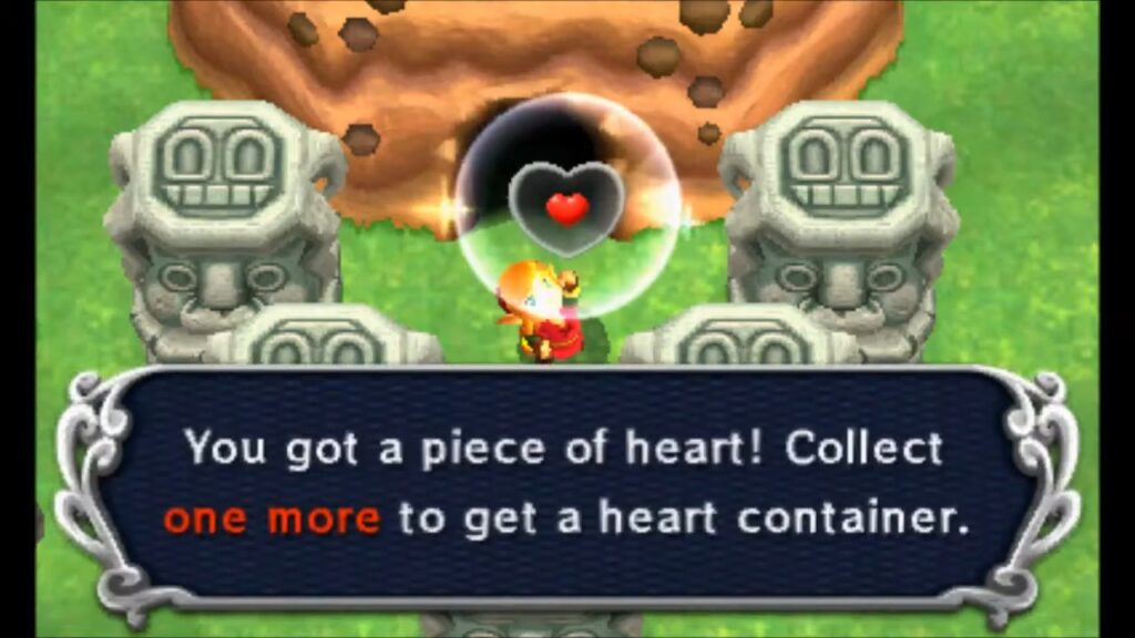 Heart Piece Locations 38 Link claiming the Piece of Heart in the hidden Southern Ruins cave in A Link Between Worlds