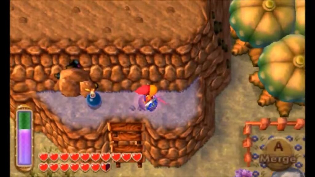 Heart Piece Locations 85 Link opening the hidden fissure above the Lorule Graveyard in A Link Between Worlds
