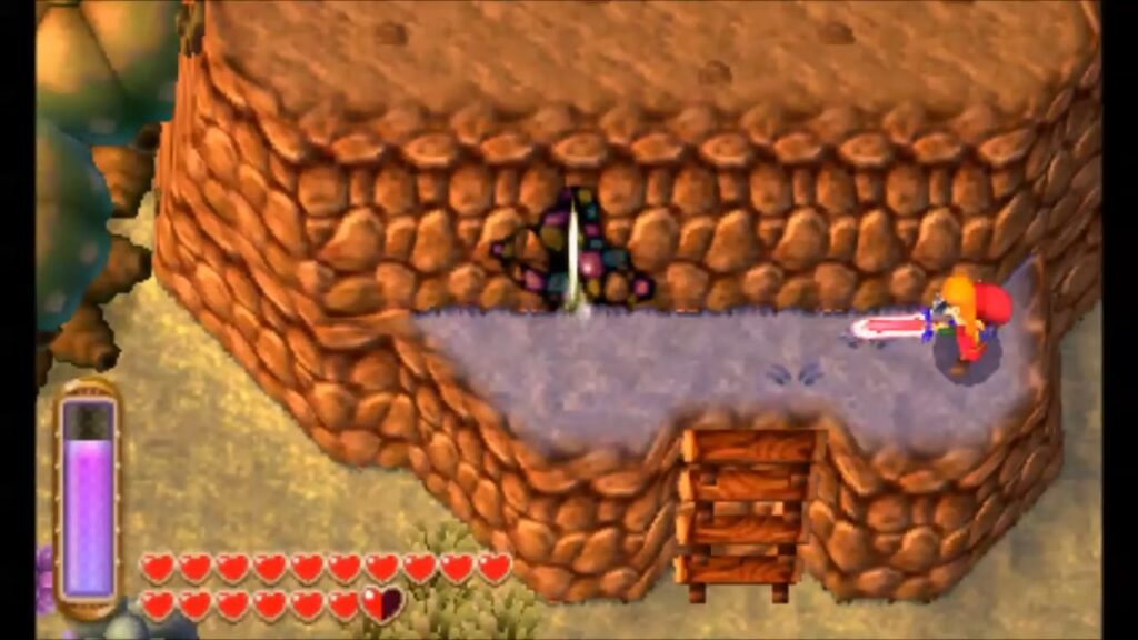 Heart Piece Locations 86 Link entering the fissure to return to Hyrule above the Graveyard in A Link Between Worlds