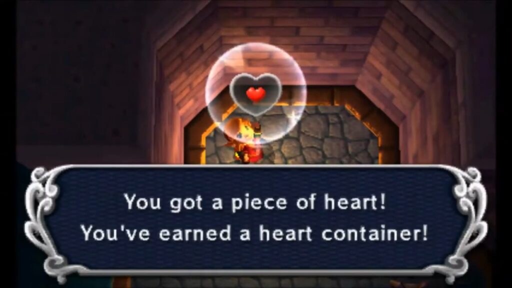 Heart Piece Locations 18 Link claiming the Piece of Heart on the Graveyard secret passage ledge in A Link Between Worlds