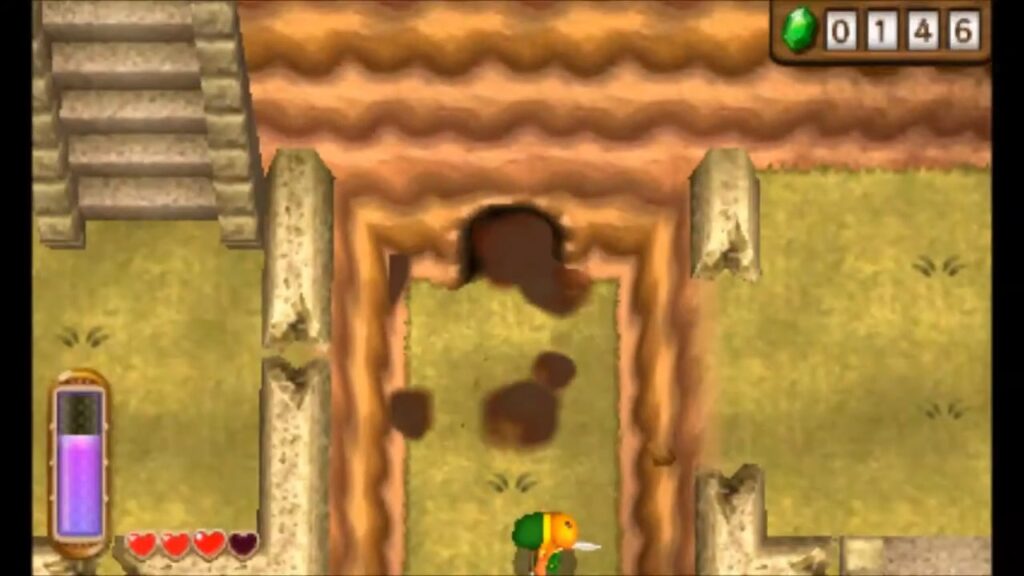 Heart Piece Locations 44 Link bombing the cracked wall on the ledge south of the Eastern Palace in A Link Between Worlds