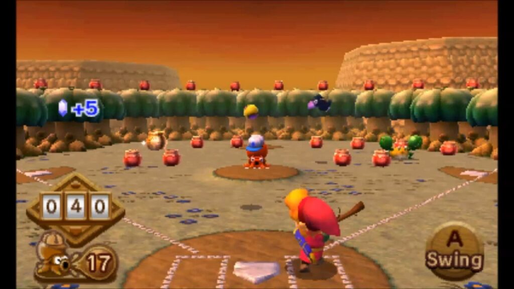 Heart Piece Locations 70 Link batting at pots and targets during the Octoball Derby in A Link Between Worlds