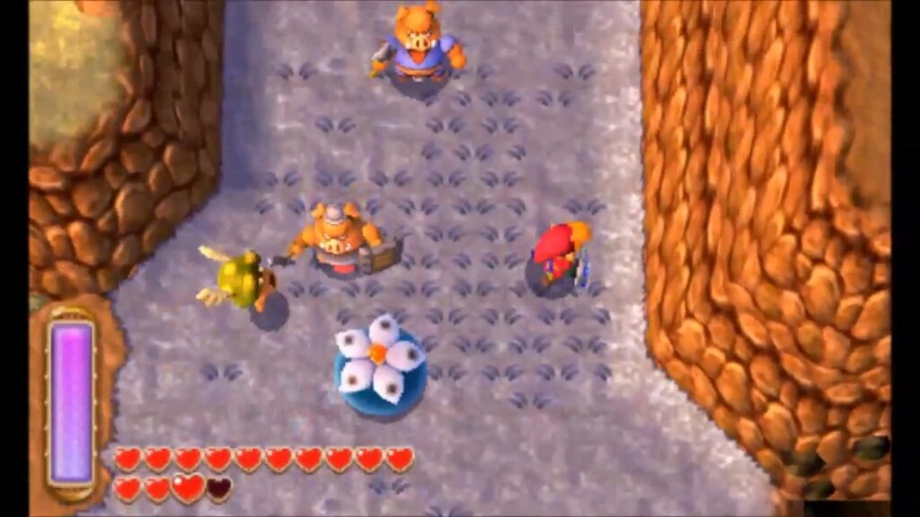Heart Piece Locations 73 Link carrying the Big Bomb Flower east of the Southern Ruins in Lorule in A Link Between Worlds