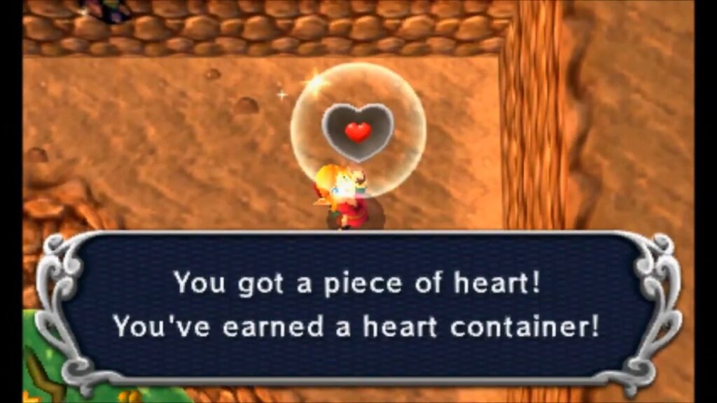 Heart Piece Locations 105 Link claiming the Piece of Heart at the desert fissure near Misery Mire in A Link Between Worlds
