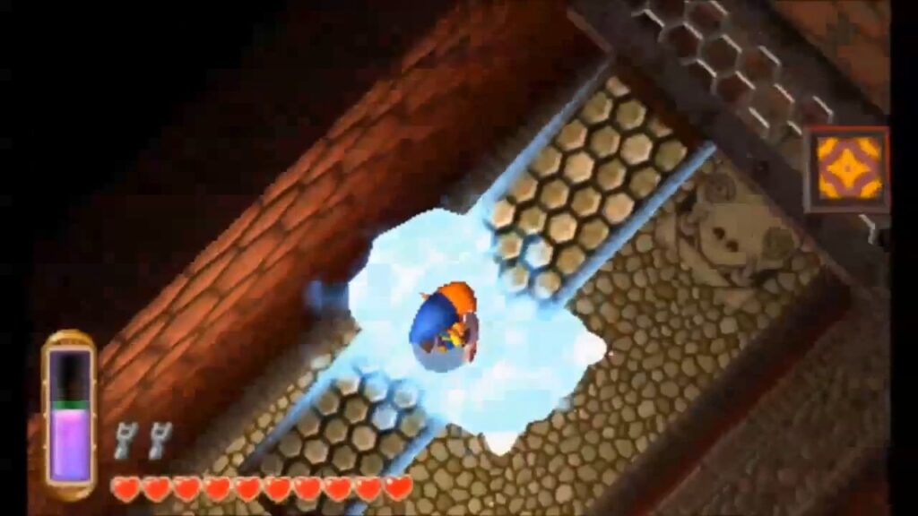 Heart Piece Locations 111 Link reaching the central chamber on the first floor of Turtle Rock in A Link Between Worlds
