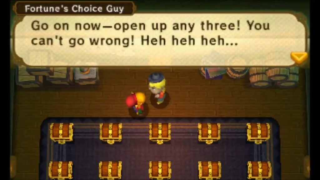 Heart Piece Locations 62 Link opening a treasure chest at Fortune’s Choice in Thieves’ Town in A Link Between Worlds