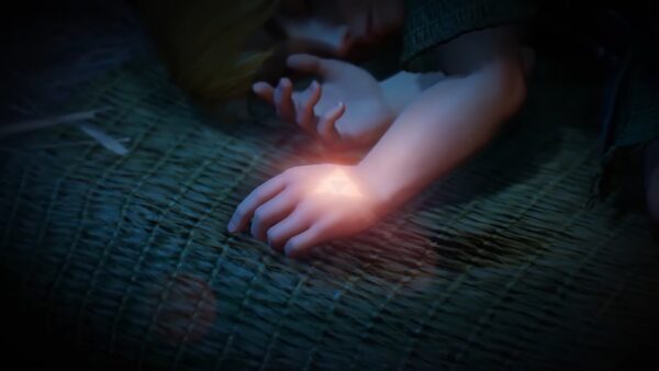 Triforce appearing on Link's hand as he sleeps.