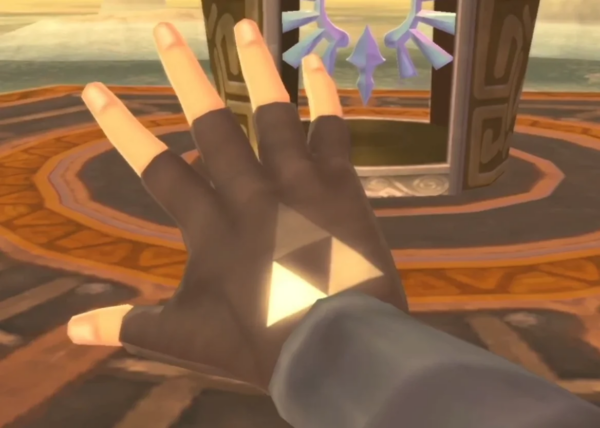 Link's mark of the Triforce of Courage in Skyward Sword