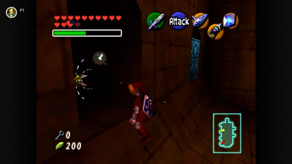 Gold Skulltulas 55 Adult Link moving a blue Time Block using the Song of Time to reveal a hidden Gold Skulltula in the boulder room.