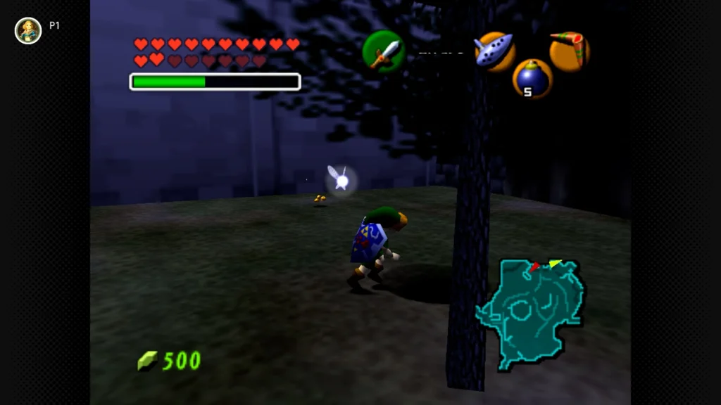Gold Skulltulas 58 Link exploring a secret underground pitfall cave to retrieve a Gold Skulltula clinging to the ceiling near the Kakariko Village path.