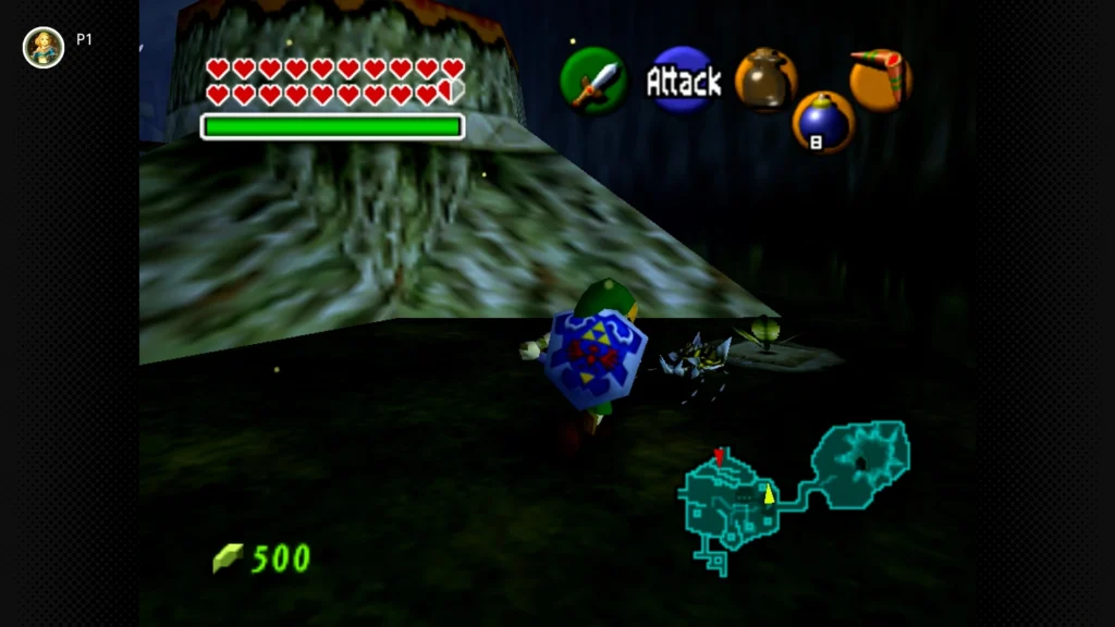 Gold Skulltulas 60 Young Link releasing bugs from a bottle into a patch of soft soil next to the Kokiri Shop to summon a Gold Skulltula.
