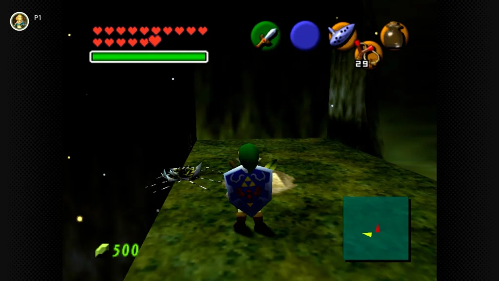 Gold Skulltulas 78 Young Link using a bottle of bugs on the soft soil patch located two screens left from the Lost Woods entrance.