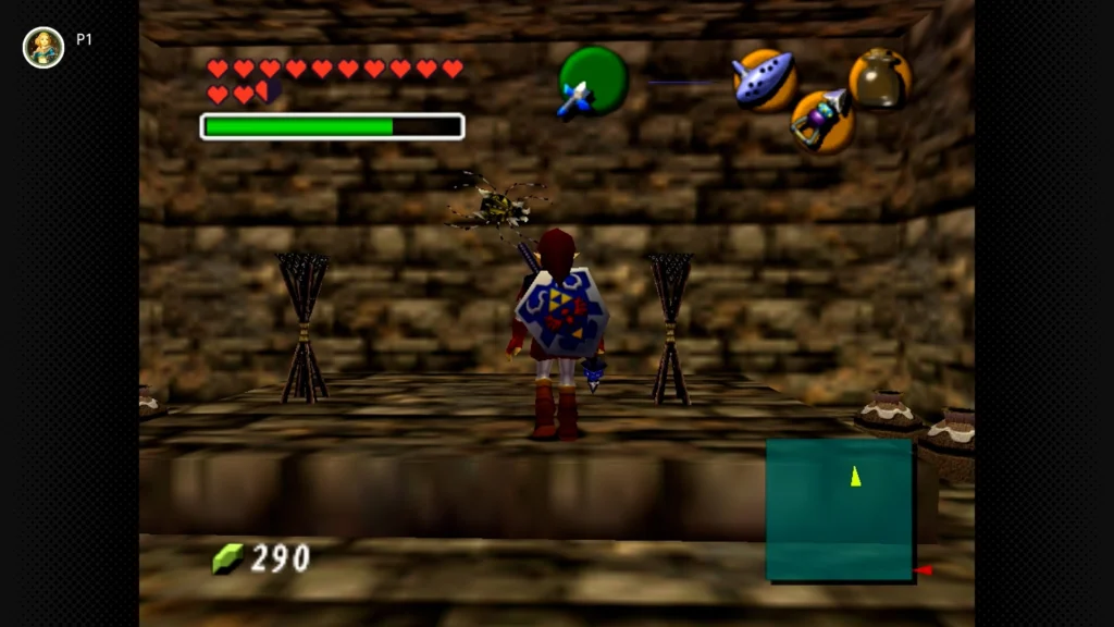 Gold Skulltulas 109 Adult Link entering the lower level of the stone Phantom Guide structure in the Haunted Wasteland to find a Gold Skulltula.