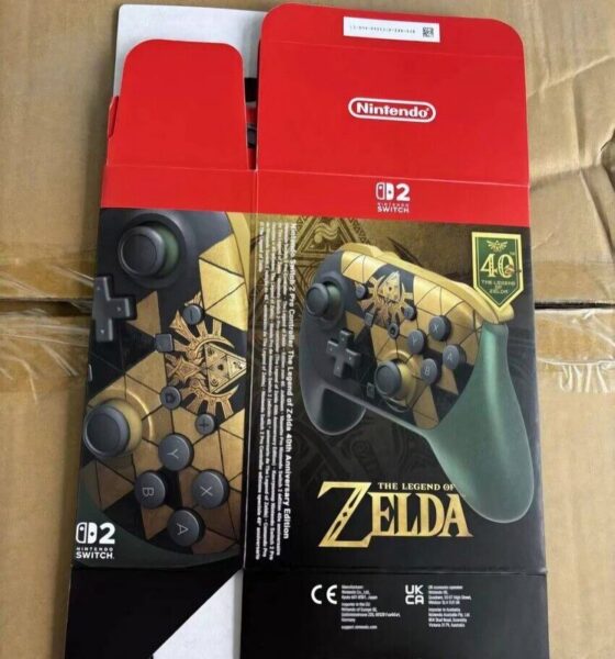 Zelda-Themed Nintendo Switch 2 Console and Pro Controller Appear to Leak in Packaging Photos 5 Leaked Zelda Nintendo Switch 2 Pro Controller box with The Legend of Zelda 40th anniversary branding and green grips