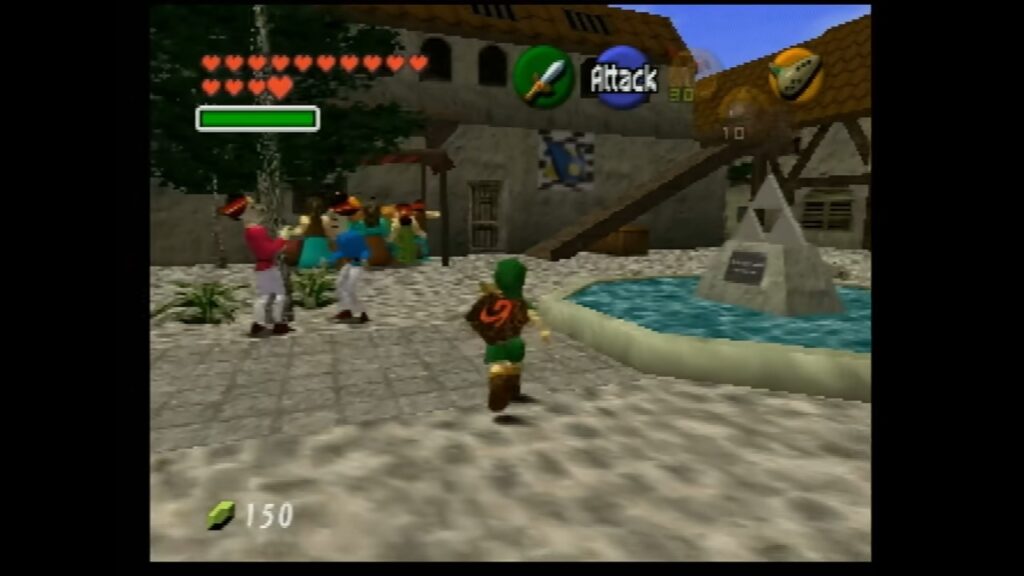Link explores a fully 3D recreation of Hyrule Castle Town in an Ocarina of Time fan project.