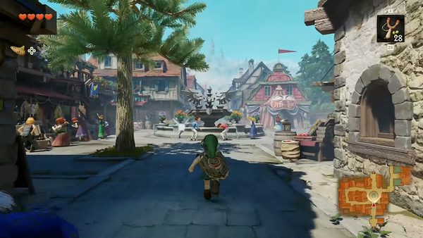 Zelda 40th Anniversary Direct: The Biggest Announcements 5 Screenshot from the Ocarina of Time Remake reflecting Link entering Hyrule Castle