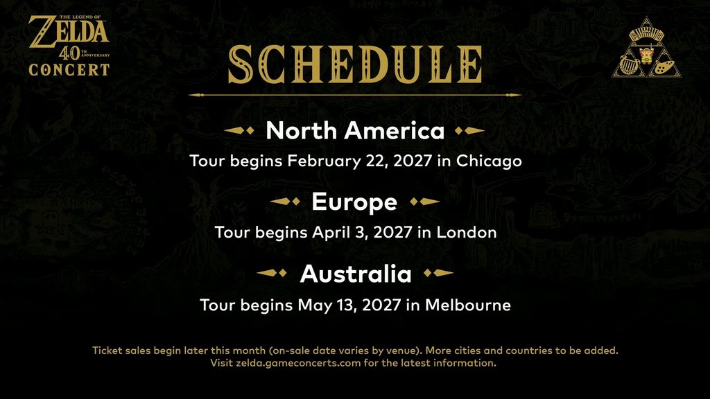 Zelda 40th Anniversary Direct: The Biggest Announcements 14 The Legend of Zelda Symphonic Concert Schedule North America, Europe, and Australia