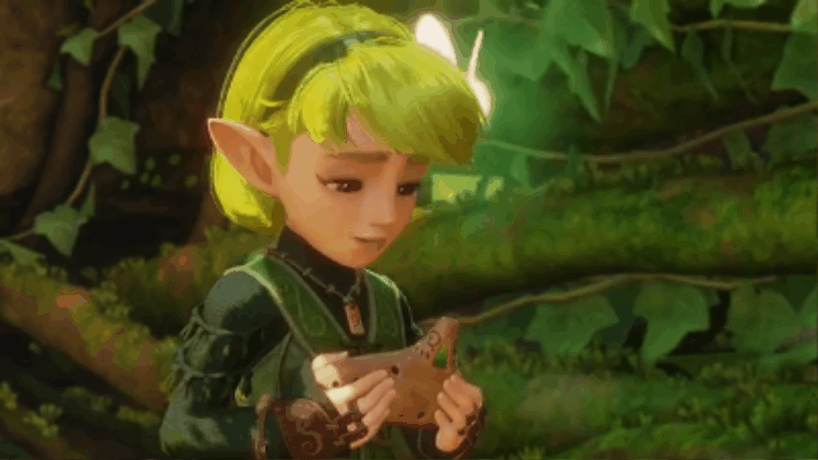 The Legend of Zelda: Ocarina of Time Remake 6 Saria speaks while holding the ocarina in The Legend of Zelda: Ocarina of Time Remake
