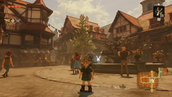 The Legend of Zelda: Ocarina of Time Remake 10 Young Link standing in the rebuilt Hyrule Castle Town in The Legend of Zelda: Ocarina of Time Remake