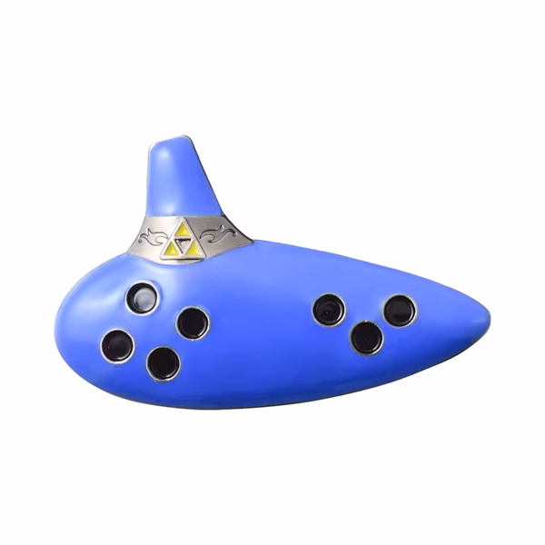 Ocarina of Time Remake Pre-Order Bonuses: Every Regional Exclusive So Far 9 Blue Ocarina of Time pin featuring the Triforce, offered as an Ocarina of Time Remake pre-order bonus.