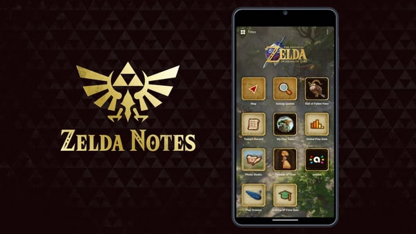 The Legend of Zelda 40th Anniversary: Everything Announced 11 Zelda Notes app for Ocarina of Time showing map, Threads of Time, amiibo, Play Ocarina and quiz features