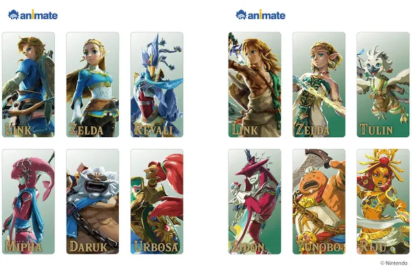 Animate Launches New Zelda Merchandise With Korok Accessories and Navi Bonuses 8 Breath of the Wild and Tears of the Kingdom bookmark sets featuring Link, Zelda, Champions and Sages.