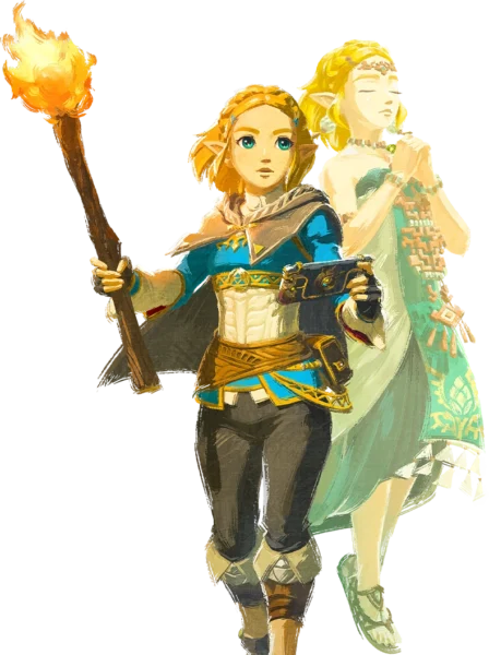 Official Artwork of Princess Zelda and her telepathic self from The Legend of Zelda: Breath of the Wild