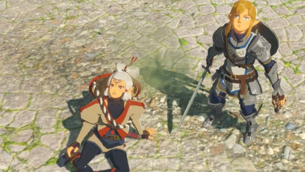 Impa and Link looking upward in Hyrule Warriors: Age of Calamity Impa and Link looking upward in Hyrule Warriors: Age of Calamity