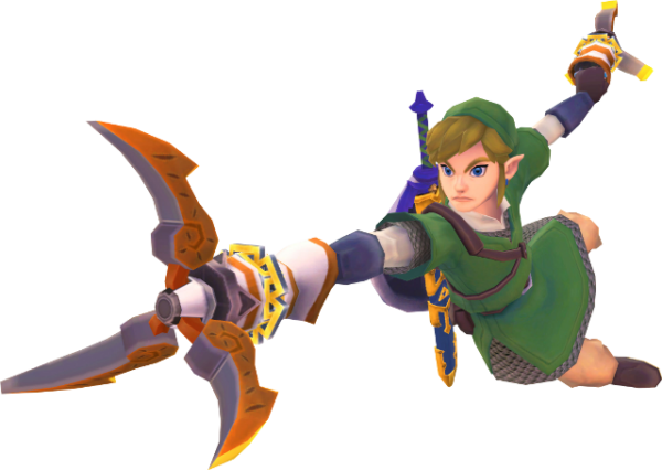 Official Artwork from The Legend of Zelda: Skyward Sword of Link using equipment Official Artwork from The Legend of Zelda: Skyward Sword of Link using equipment