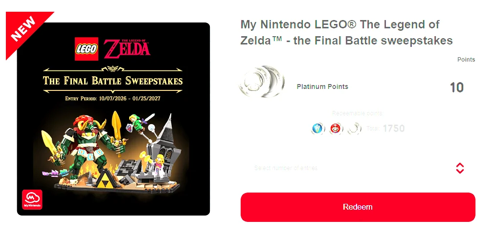 Mynintendo final battle lego sweepstakes 10 platinum redemption Mynintendo final battle lego sweepstakes 10 platinum redemption